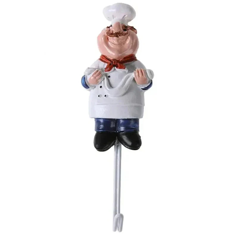 New Cartoon Chef Shaped Hook Powerful Adhesive Wall Key Holder Kitchen Bathroom Storage Door Clothes Coat Hat Hanger Towel Hooks