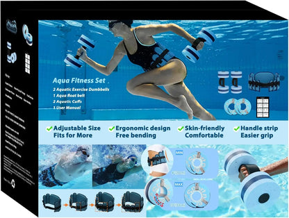 6-Piece Aqua Fitness Set – Swim Belt, Ankle Weights & Water Exercise Equipment for Pool Therapy