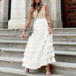 Summer Maxi Skirt for Women Elegant Layered Ruffles Design A-Line Evening Skirts High Street Office Lady