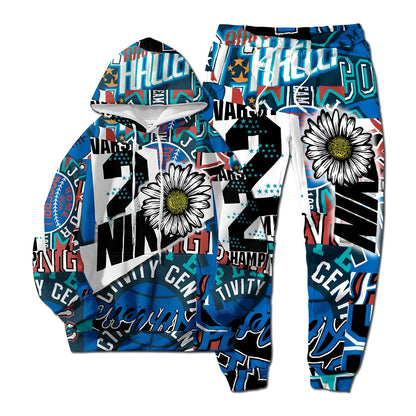 European New Style Letter Hip-hop 3D Digital Printing Fashion Casual Sports Youth Men And Women Hoodie Long Pants 2-Piece Sets