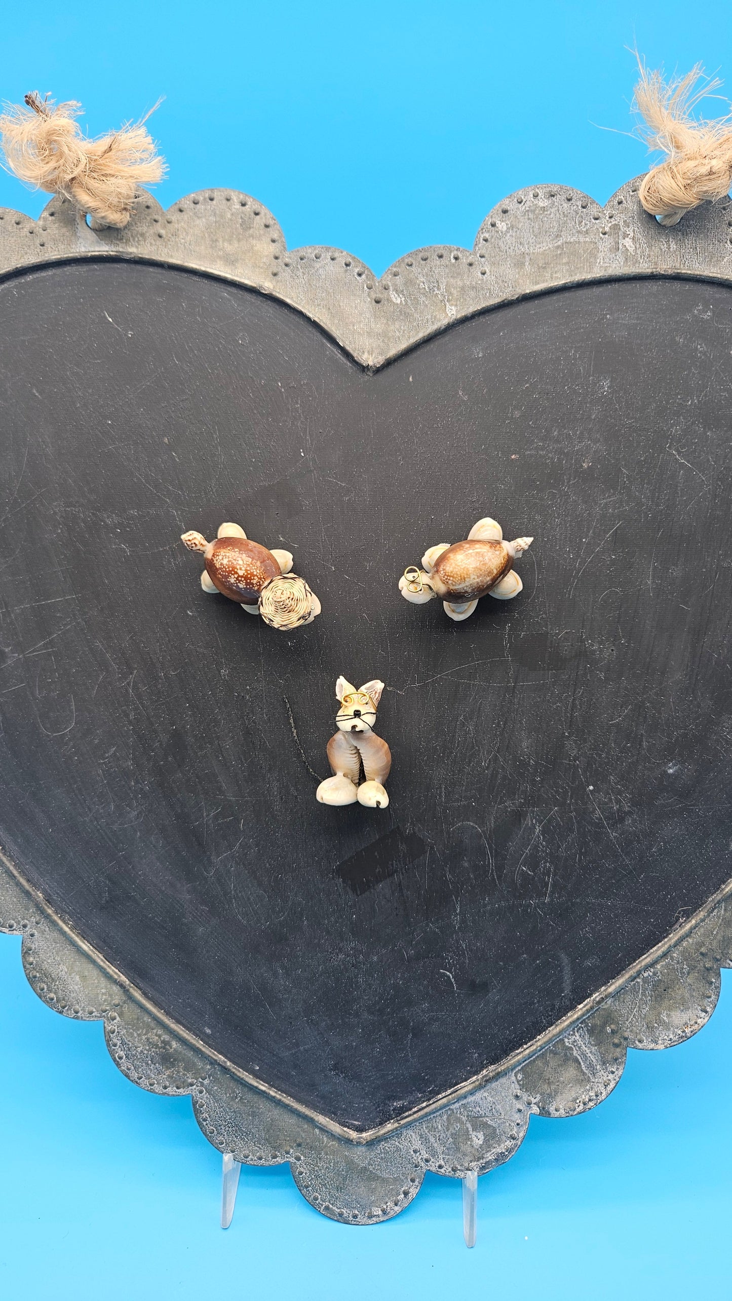 Seashell Critter Magnets – Coastal Home Decor Turtle or Kitty 1.5–2"