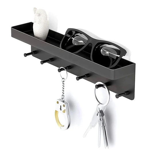 Wall-Mounted Shelf Sundries Organizer Hanging Storage Key Rack Stand Home Decorative Storing Hanger Key Towel Holder Key Board