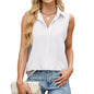 Summer Women's Tank Loose Shirts Single Breasted Solid Color Vest Lapel Sleeveless Loose Button Casual Streetwear Women's Blouse