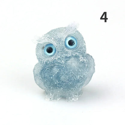 1PCS Crystal Stone Owl Animal Crafts Hand Made Small Figurines DIY Resin Table Decor Home Decor Girls Gifts