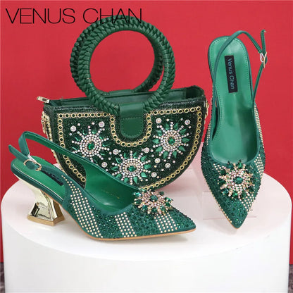 Italian Design Evening Bag Paired With Handmade Petal Shoes