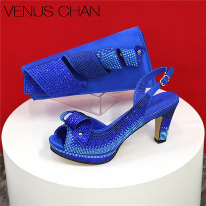 Italian Design Diamond-Encrusted Bag And High-Heeled Shoes Set