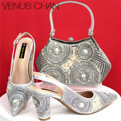 Popularity Italian Design Luxury Women's Pointed Shoes And Bag Set