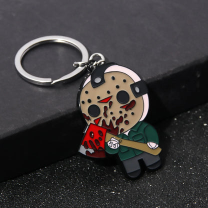 New Cartoon Anime Horror Killer Enamel Keychain Pendant Jack the Ripper Black Friday Keyring Cosplay Props Men Women Bag Jewelry