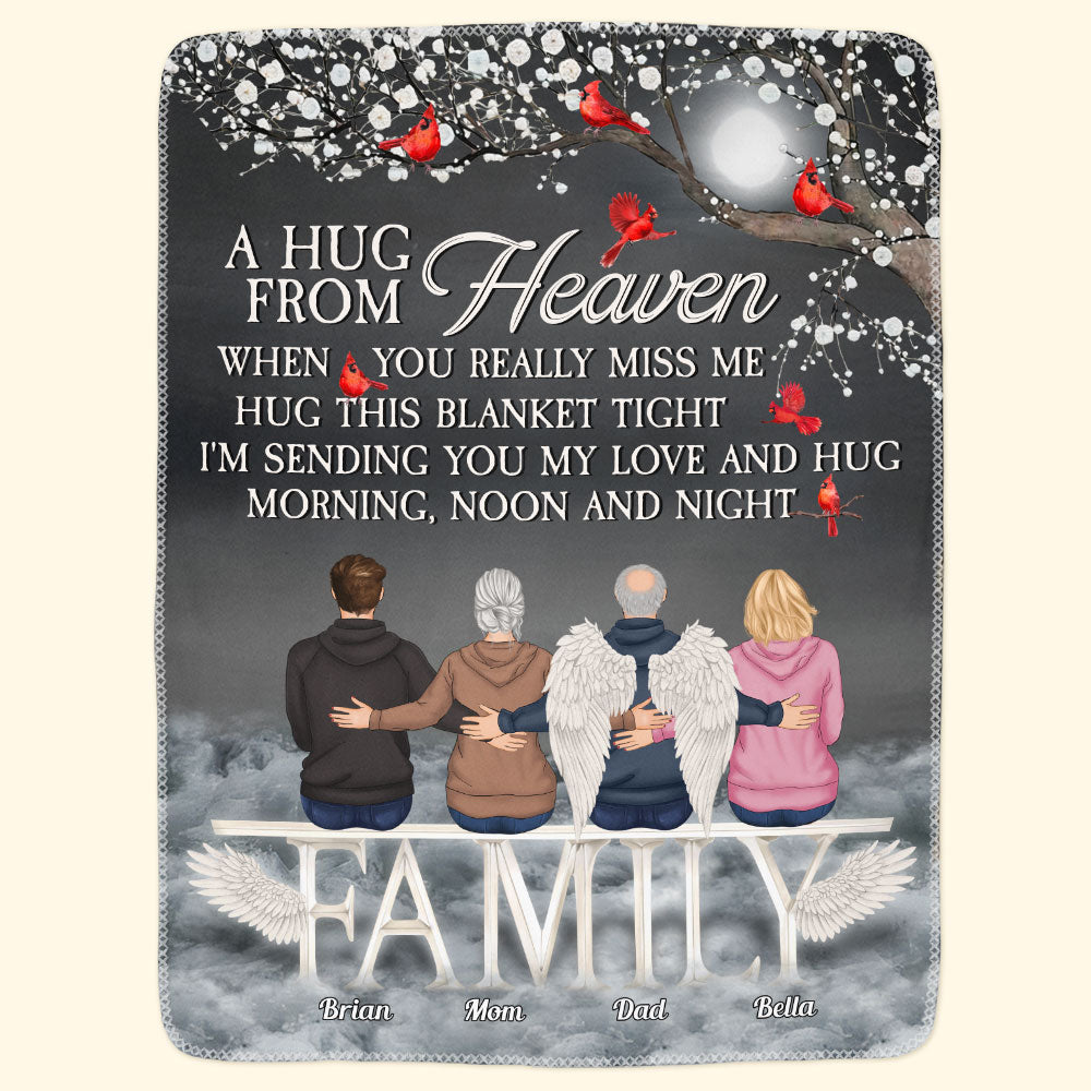 A Hug From Heaven - Human Memorial Personalized Custom Blanket - Memorial Gift For Family For Christmas