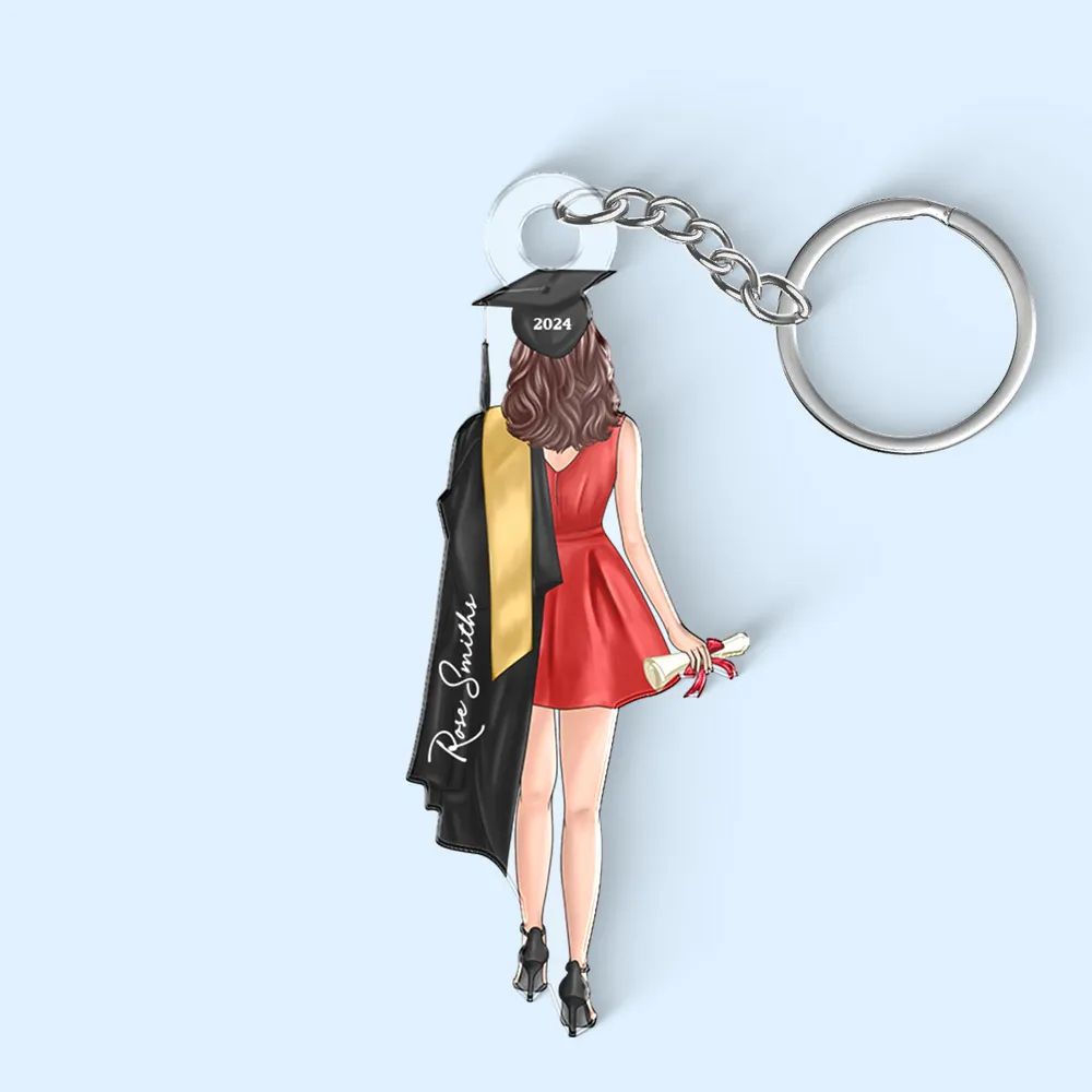 Class Of 2025 Senior Back View - Personalized Acrylic Keychain - Gift For Her, Daughter, Grad Ceremony, Commencement