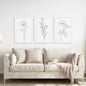 Wildflower Trendy Line Art Set of 3 Wall Decor