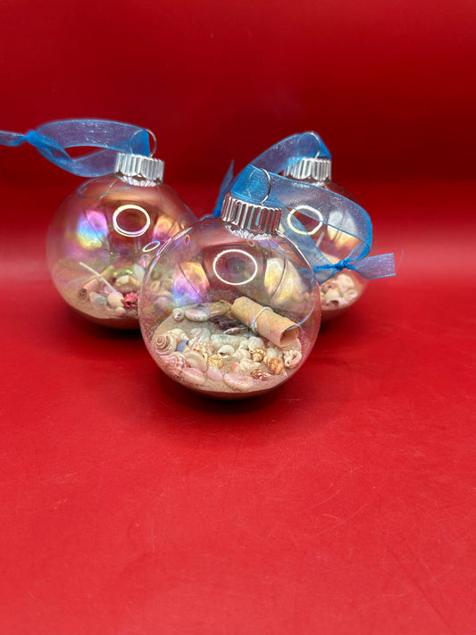 Shell In Your Pocket Message in a Bottle Glass Christmas Ornament