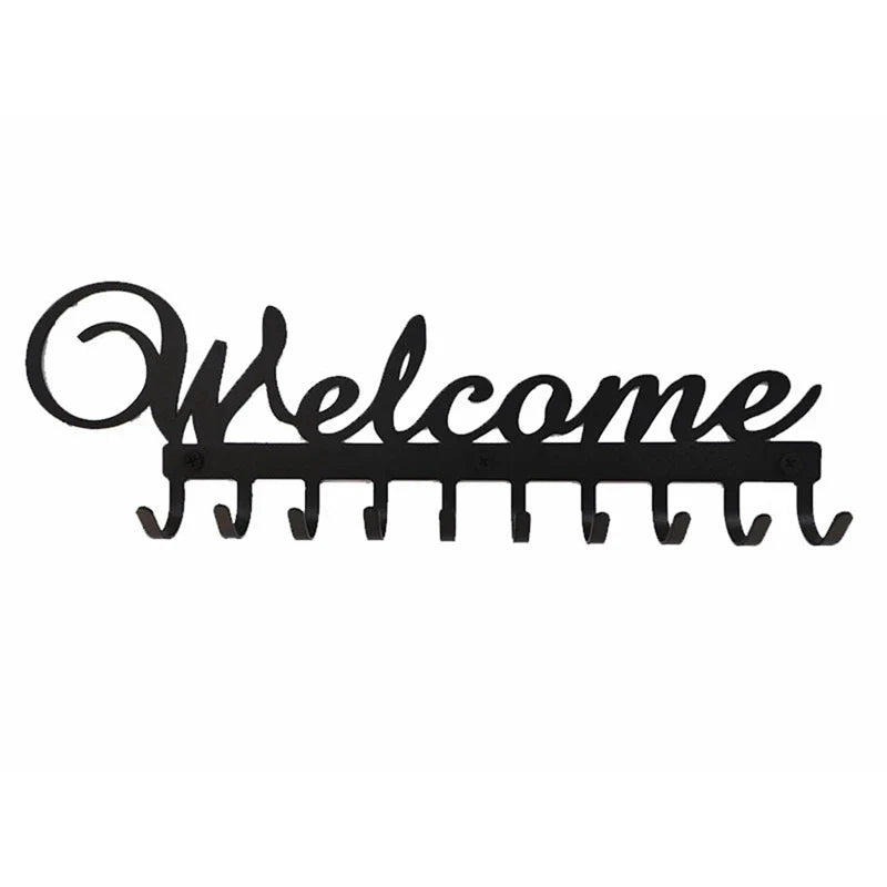 Key Holder Wall Mounted Key Hooks For Wall Decorative With 10 Hooks Black Metal Key Organizer Rack Hanger For Entryway