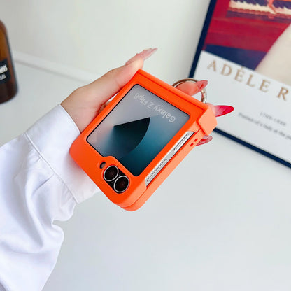 Colorful Matte With Grip Ring Case For Samsung Galaxy Z Flip 6 5 4 3 ZFlip6 ZFlip5 Finger Buckle Solid Color Shockproof Cover