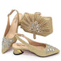 Women's Silver Mid Heels Frosted Crystal Shoes And Bag Set