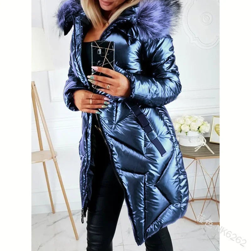 Stylish Women’s Mid-Length Parka with Fur Collar