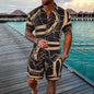 Men Beach Shirt Sets Retro Ethnic Style