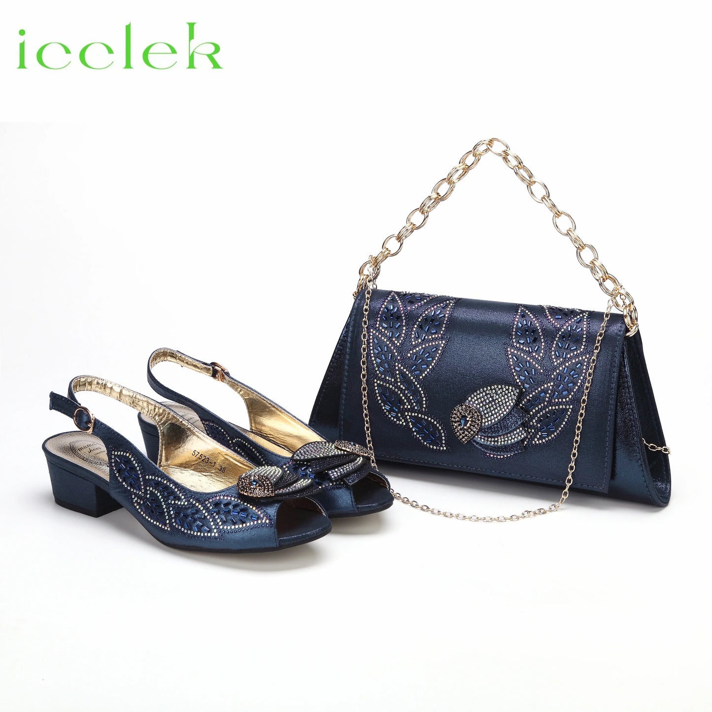Elegant Low Heels Ladies Shoes And Bag Set