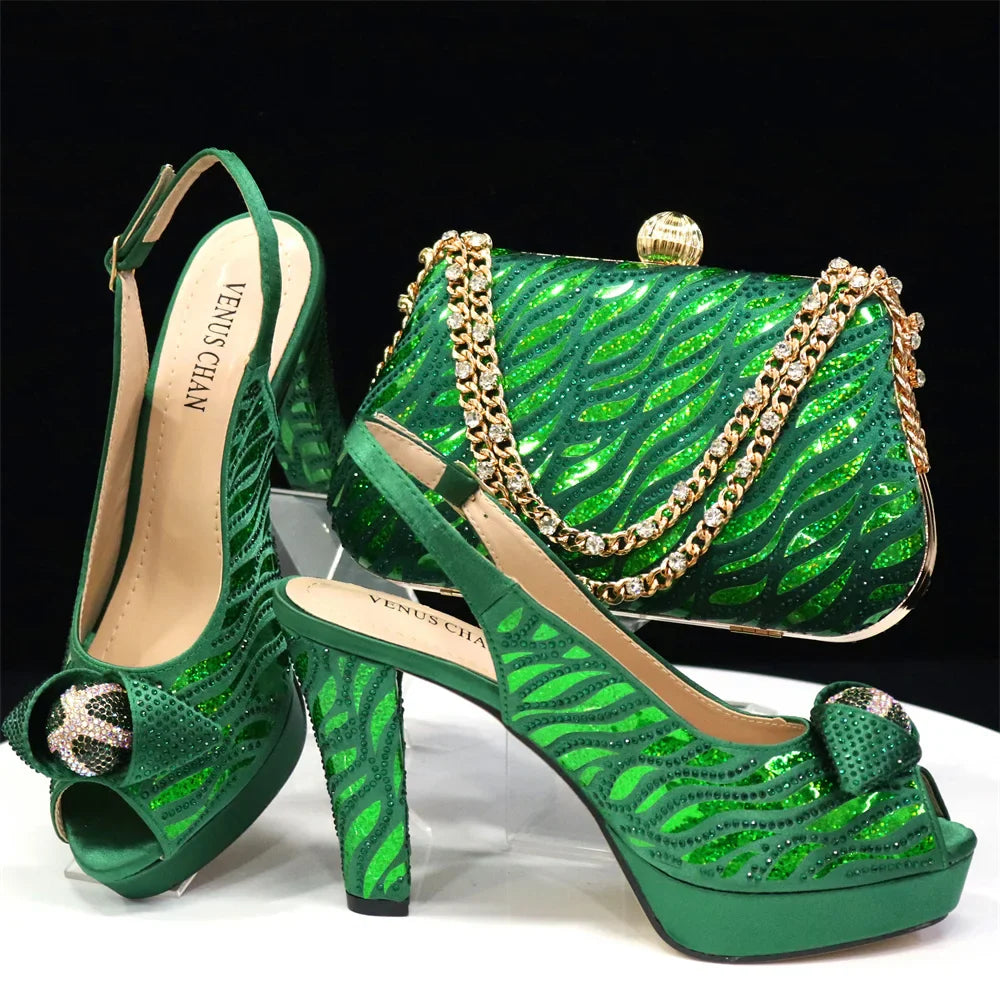 Italian Shoes And Bag Sets For Evening Party With Stones HJK1-60