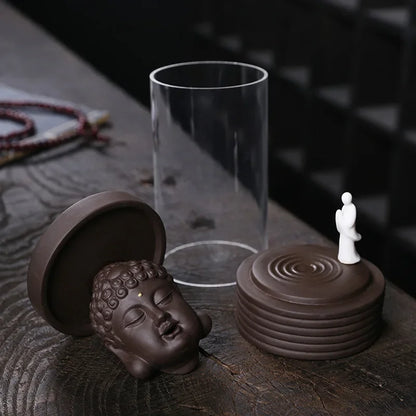 Enlightened Buddha Backflow Incense Burner | Ceramic & Glass