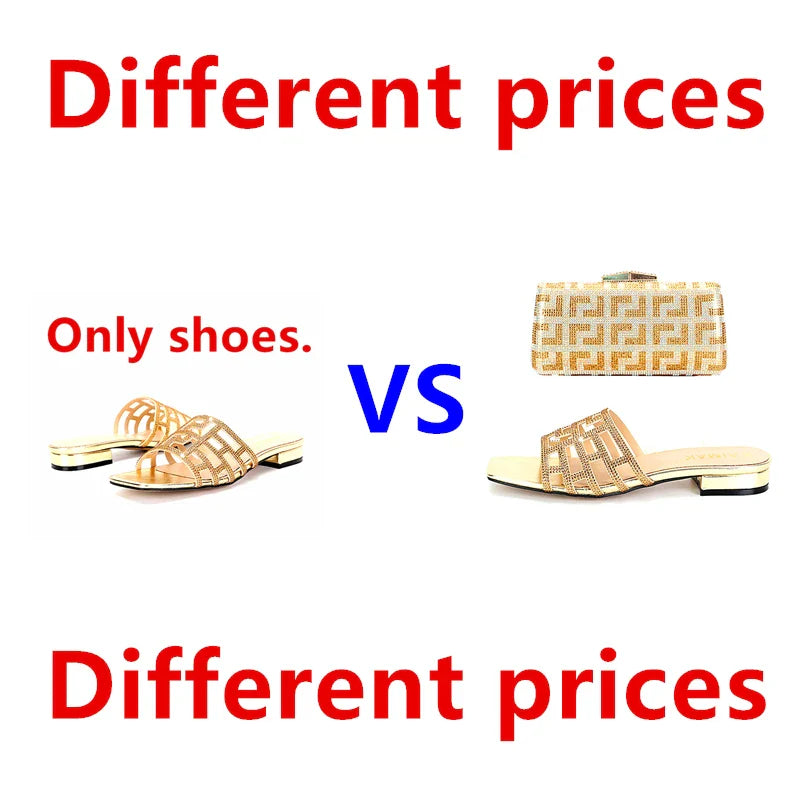 Shoes and Bag Set Women Summer Flat with Crystal