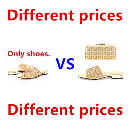 Shoes and Bag Set Women Summer Flat with Crystal