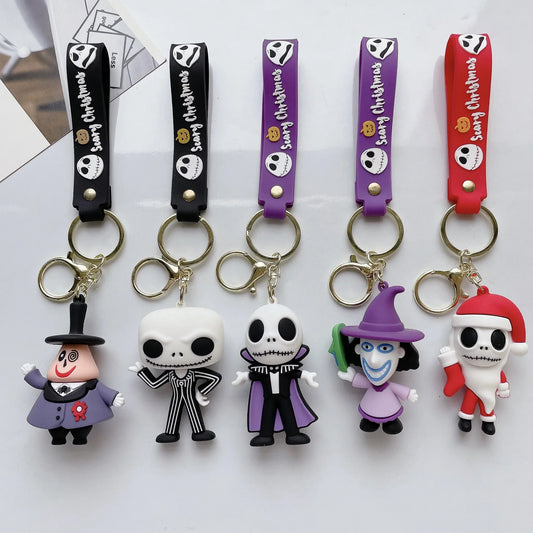NEW Christmas Eve Horror Night Doll Keychain PVC Keychain Halloween Cute 3D Model Personalized Skeleton Jack Schoolbag Gifts