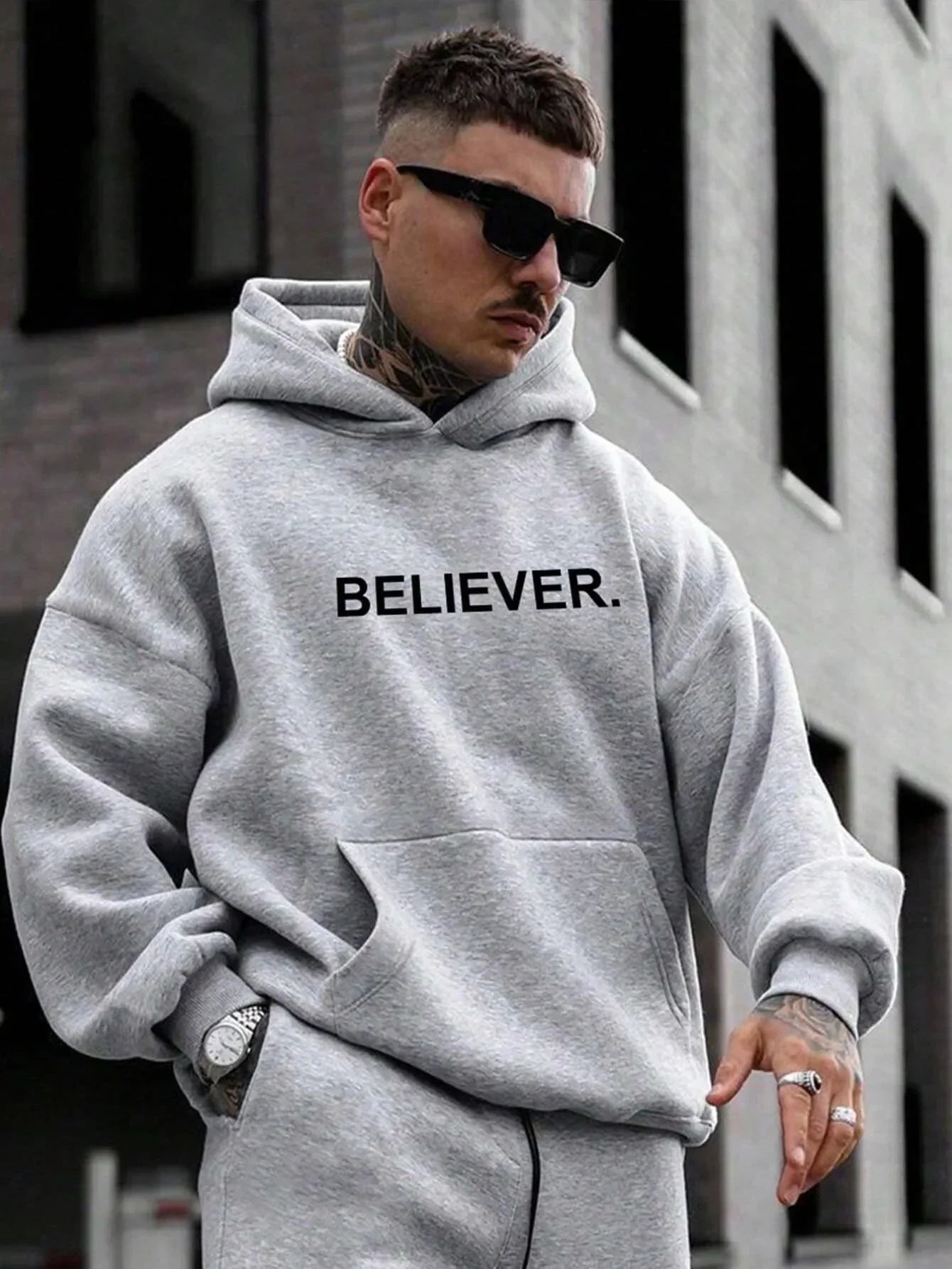 Devotee Letter Printed Hoodie - Trendy Sportswear