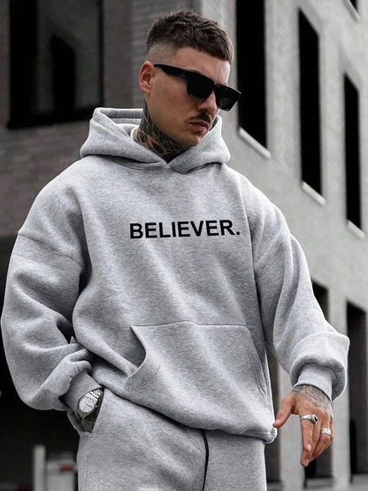 Devotee Letter Printed Hoodie - Trendy Sportswear