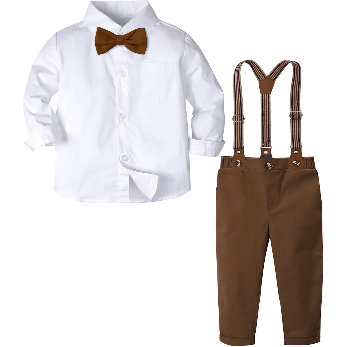 Baby Boys Outfit Toddler Wedding Formal Gentleman Suit Kids Thanksgiving Tan Outfit Easter Fall Set 1-5 Years Brown Clothes