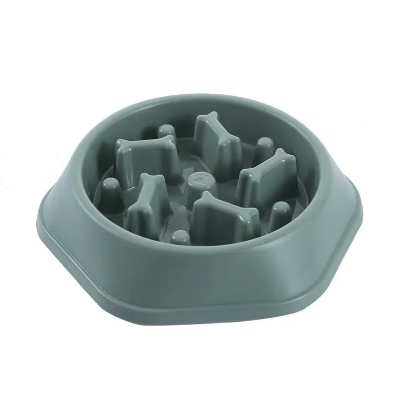 Gray pet slow feeder bowl on a white background