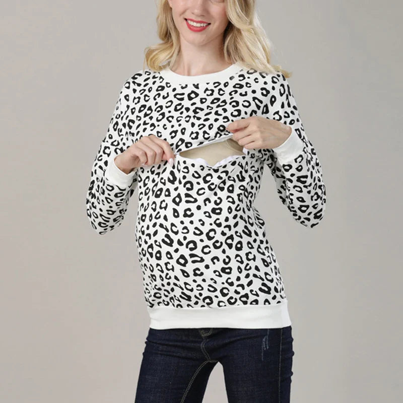 Maternity Nursing Sweatshirt 100% Cotton Winter Maternity Clothes T-shirt Breastfeeding Tops Hoodie Sweater For Pregnant Women