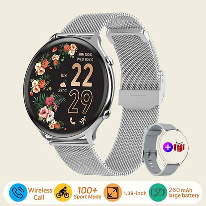 Smart watch for women, always-on display, IP67, fitness tracker with sleep monitoring/menstrual cycle, black gold