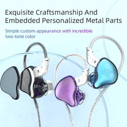 KZ EDC HiFi Earphones with Microphone Noise Cancelling In-ear Wired Headphones Sports Music Gaming Monitor Earbuds Headset