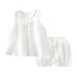 Baby Girls Outfits Clothes Summer Muslin Cotton Sleeveless Vest Dress Shorts Shirt Suits Fashion Top+Trousers Sets 2pcs 0-4T
