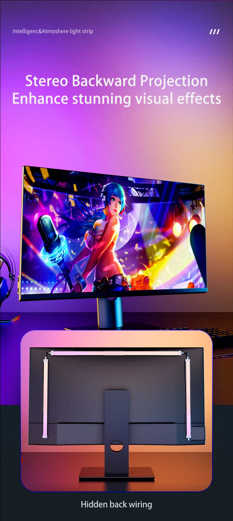 Smart Gaming LED Strip Lights Computer Sync Light Strip Monitor RGB Screen LED Backlight For Gaming Room Atmosphere Decor