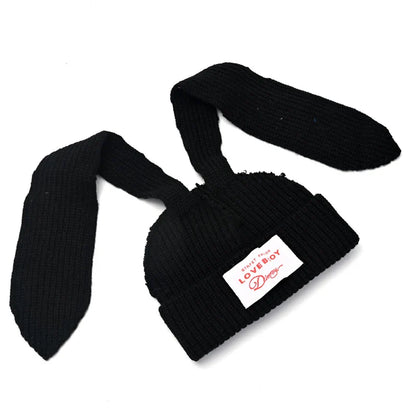 2023 New Long Ear Fox Hat Skullies Beanies Women Cute Rabbit Ears Crochet Knitted Hat Men Winter Hip-hop Warm Cap Christmas Gift