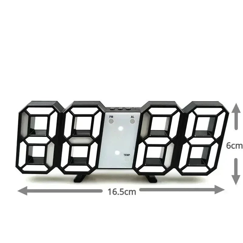LED Digital Wall Clock - Modern Alarm Clock for Bedroom & Living Room