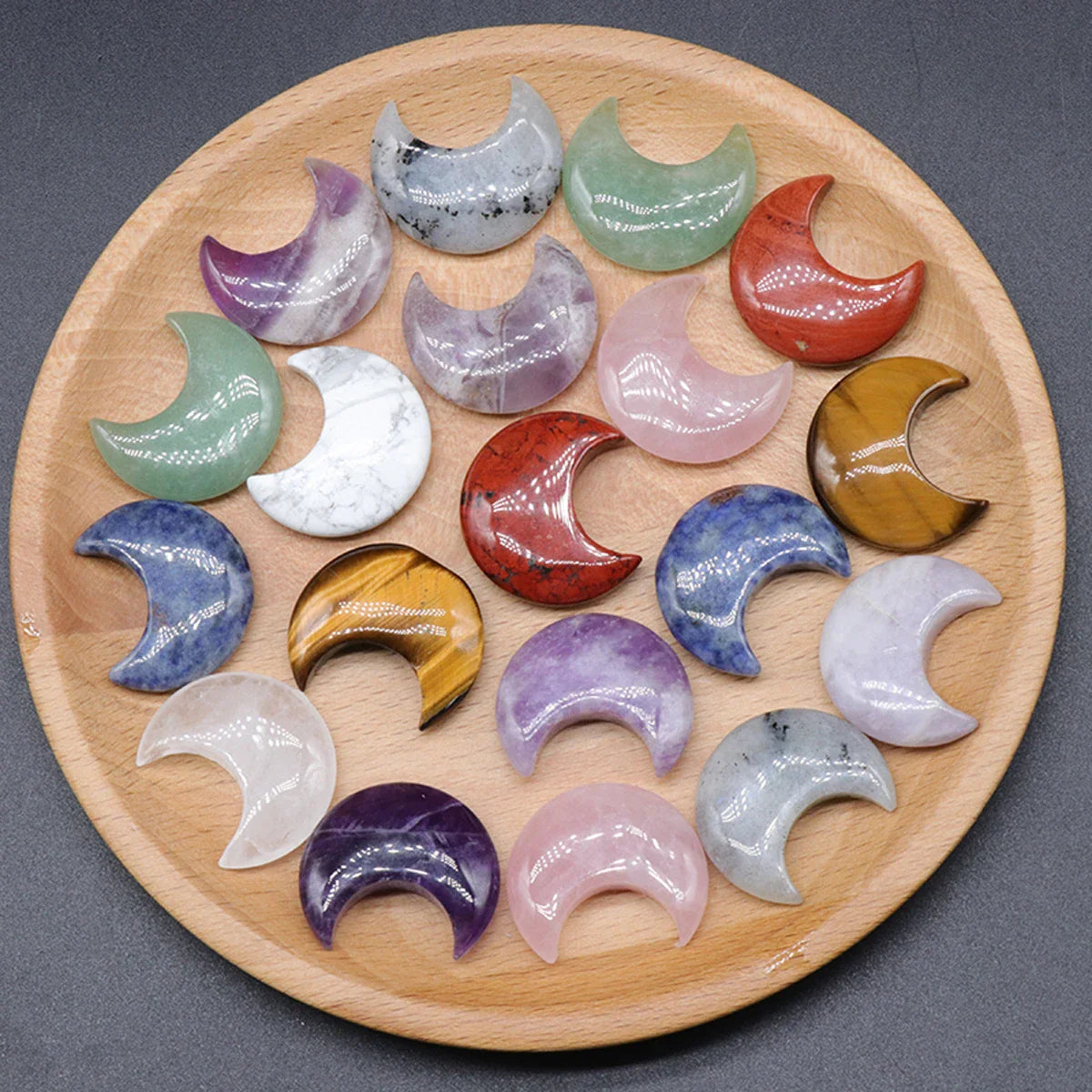 1pc Natural Stone Rose Quartz Amethyst Moon Carving Aura Healing Mineral Gem Home Decoration Ornament Gift