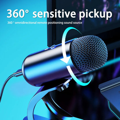 USB Gaming PC Microphone for Streaming Podcasts Desktop Wired Microphone Game Conference Recording Noise Cancelling Microphone