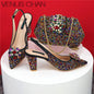 Italian Shoe and Bag Set With Decorated with Rhinestone