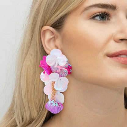 Colorful Shiny Large Shell Earrings