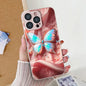 Silver Butterfly Tempered Glass Shockproof Cover Phone Case