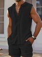 New men's casual sleeveless beach shorts sets