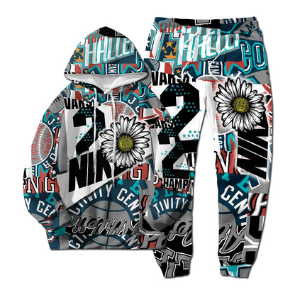 European New Style Letter Hip-hop 3D Digital Printing Fashion Casual Sports Youth Men And Women Hoodie Long Pants 2-Piece Sets