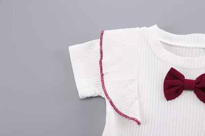 Baby Girls Clothes Summer Outfit Set Bow Top And Shorts 2-Piece Children's Clothing Ensemble for Girls