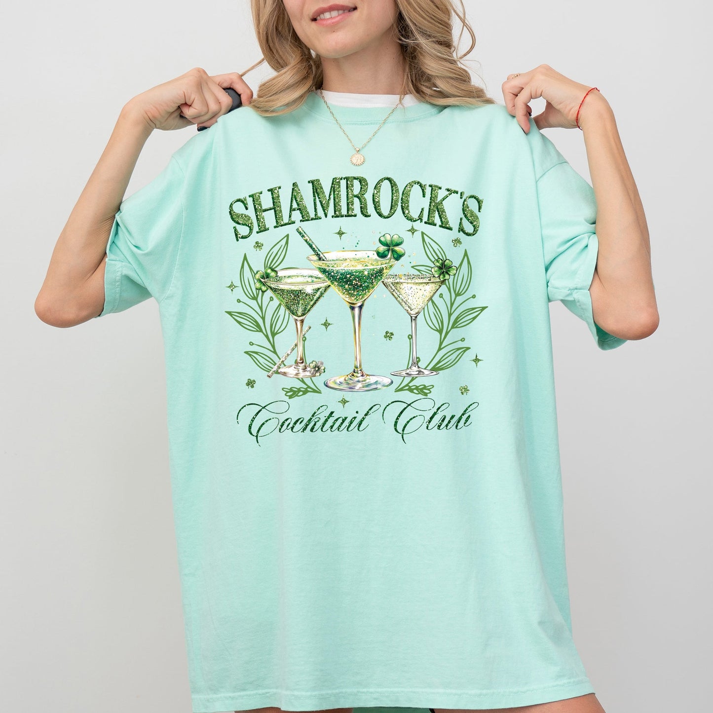 Shamrock's Cocktail Club, St Patrick's Day, Shamrock, Clover, Lucky, Leprechaun Tshirt Comfort Colors T-Shirt