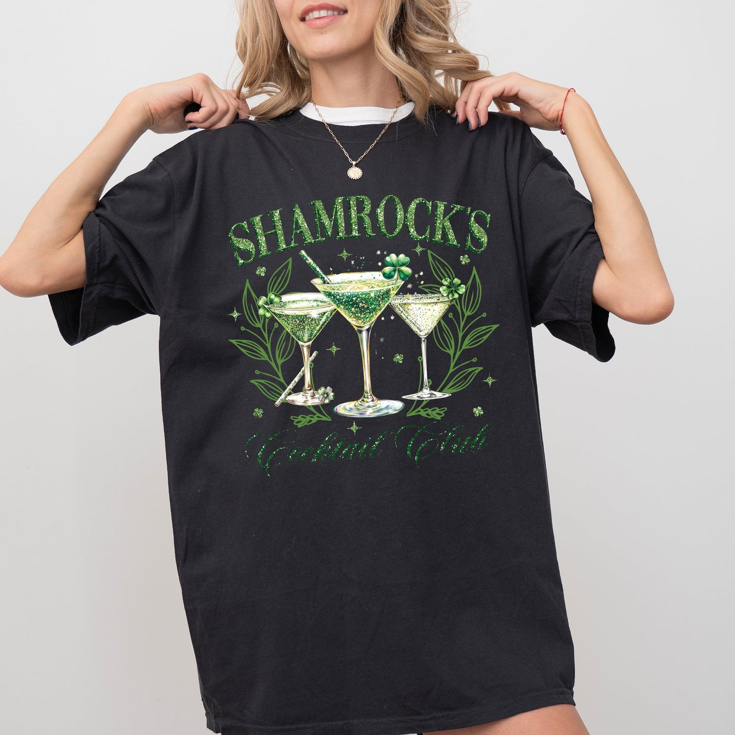 Shamrock's Cocktail Club, St Patrick's Day, Shamrock, Clover, Lucky, Leprechaun Tshirt Comfort Colors T-Shirt