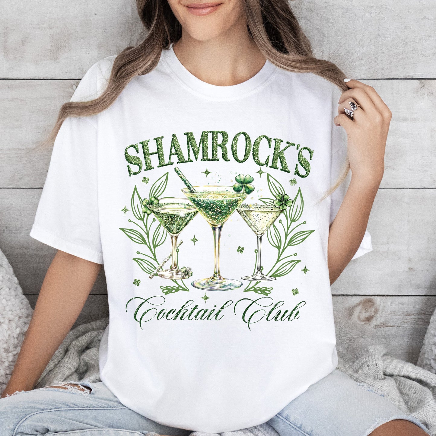 Shamrock's Cocktail Club, St Patrick's Day, Shamrock, Clover, Lucky, Leprechaun Tshirt Comfort Colors T-Shirt