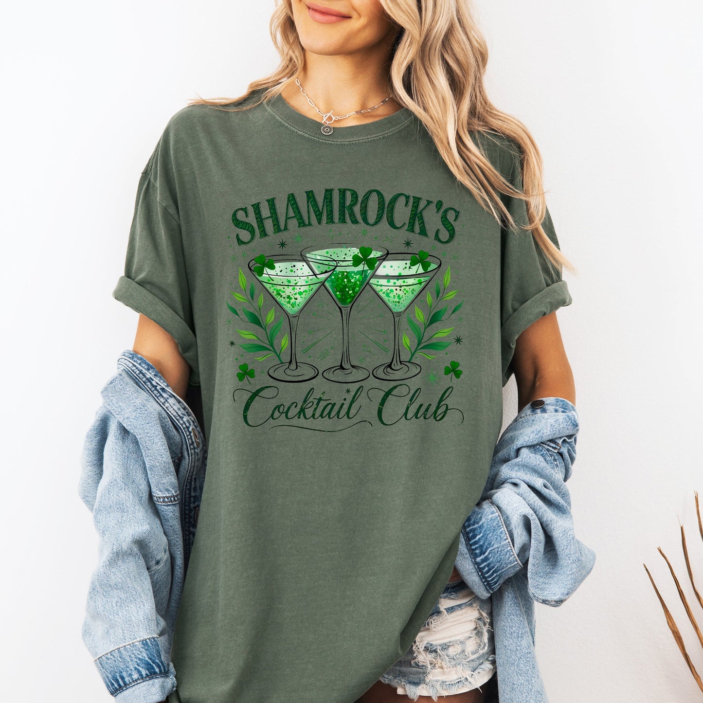 Shamrock's Cocktail Club, St Patrick's Day, Shamrock, Clover, Lucky, Leprechaun Tshirt Comfort Colors T-Shirt